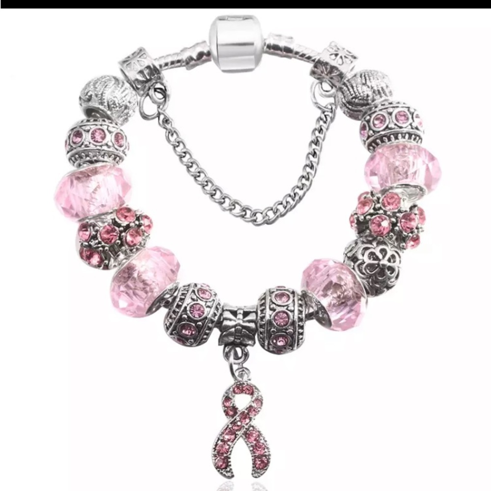 ❤️ABSOLUTELY STUNNING NEW SILVER BRACELET WITH 14 CHARMS AND A SAFETY CHAIN❤️